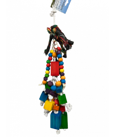 Parrot-Supplies Busy Wooden Blocks and Beads Rope Large Parrot Toy